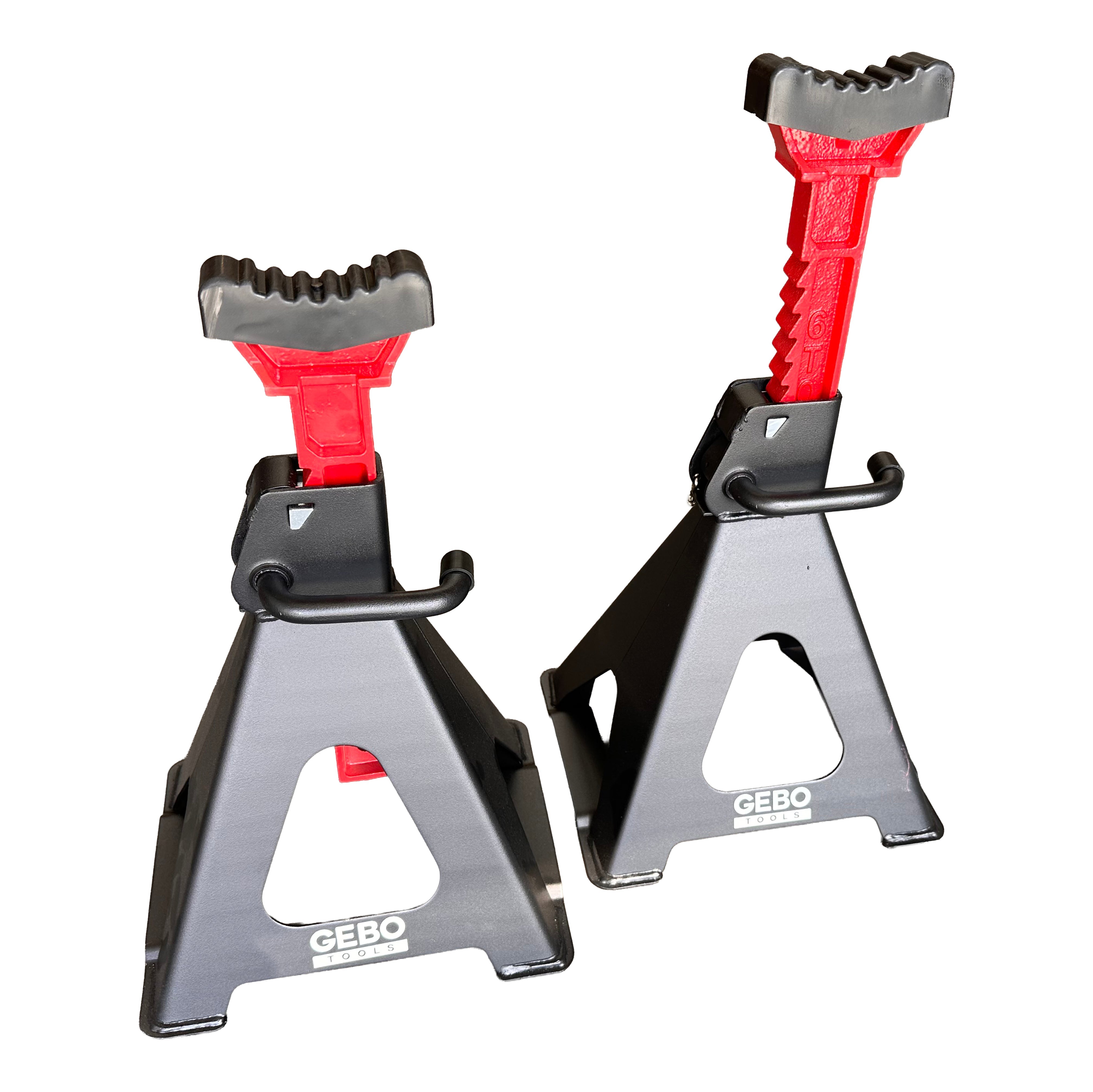 Set di 2 cavalletti auto, cavalletti per carrozzeria, capacità 6 t, altezza regolabile, coppia di cavalletti per auto, supporti per assale con leva di sicurezza, cavalletti da sostegno officina, fai da te, domestico, garage, moto, 39-60 cm Gebo Tools
