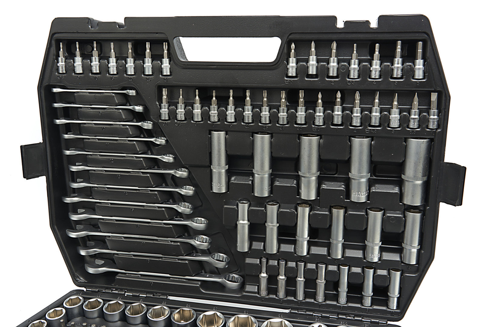 Valigetta utensili professionale 216 pezzi, serie di chiavi a bussola in Cr-V, torx cricchetti, prolunghe, kit attrezzi per auto, officina fai-da-te con attacchi 1/2" 3/8" 1/4", Hbm Olanda