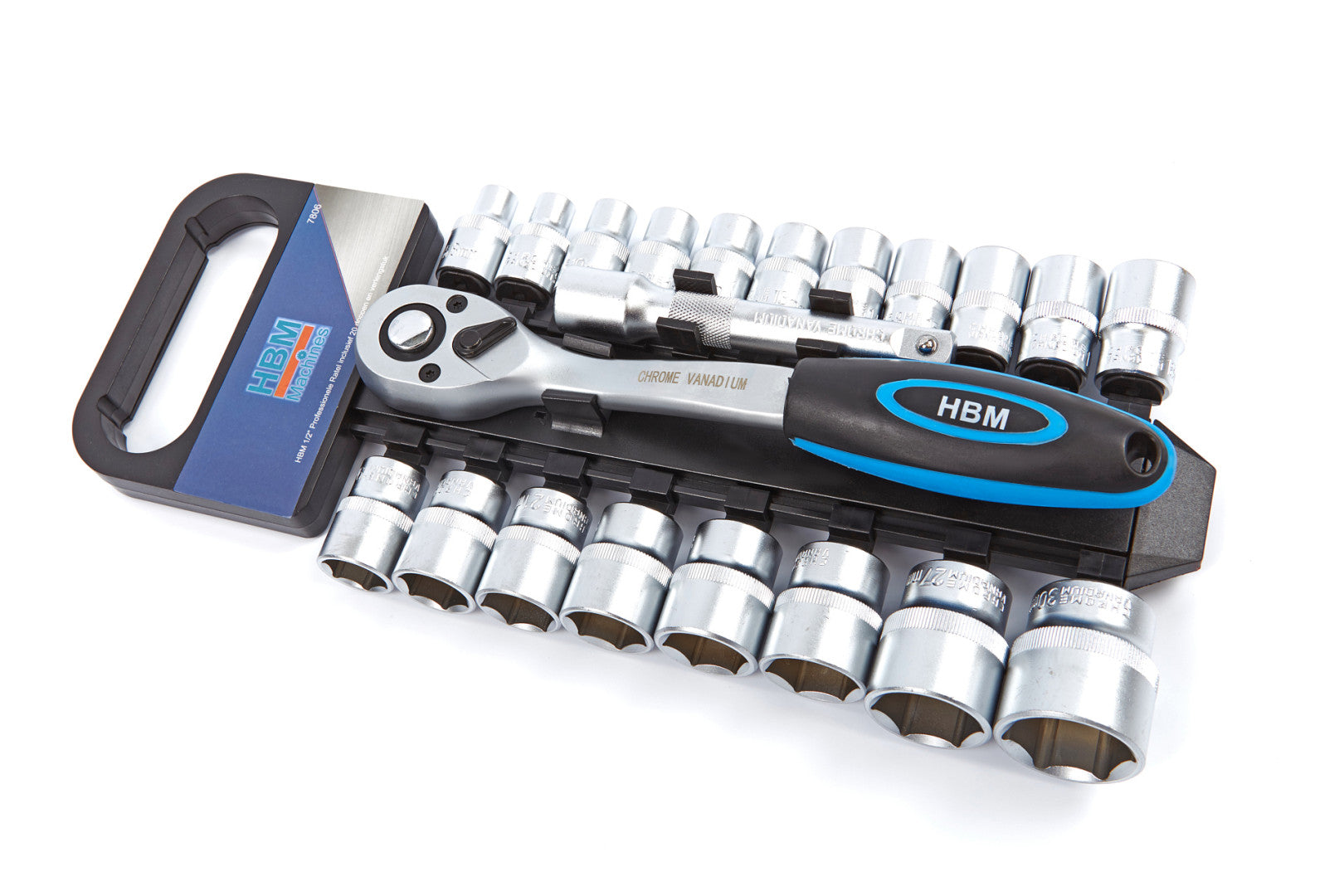 Set cricchetto chiave con bussole, set di chiavi a bussola con cricchetto da 1/2", 20 pezzi