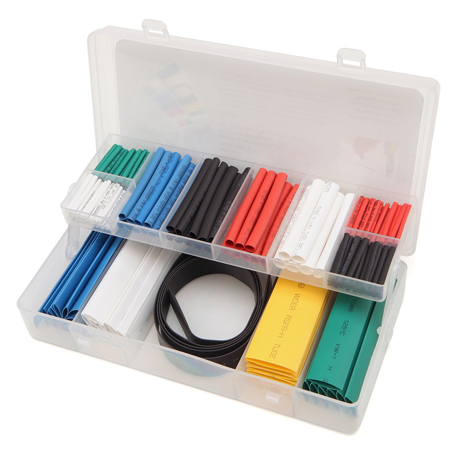 Set di guaina termorestringente, tubi termoretraibili, impermeabili, colore nero, rosso, giallo, verde, bianco, per cavi di isolamento, kit di tubi termorestringenti, assortimento di manicotti per avvolgimento di cavi isolanti elettrici, 171 pezzi
