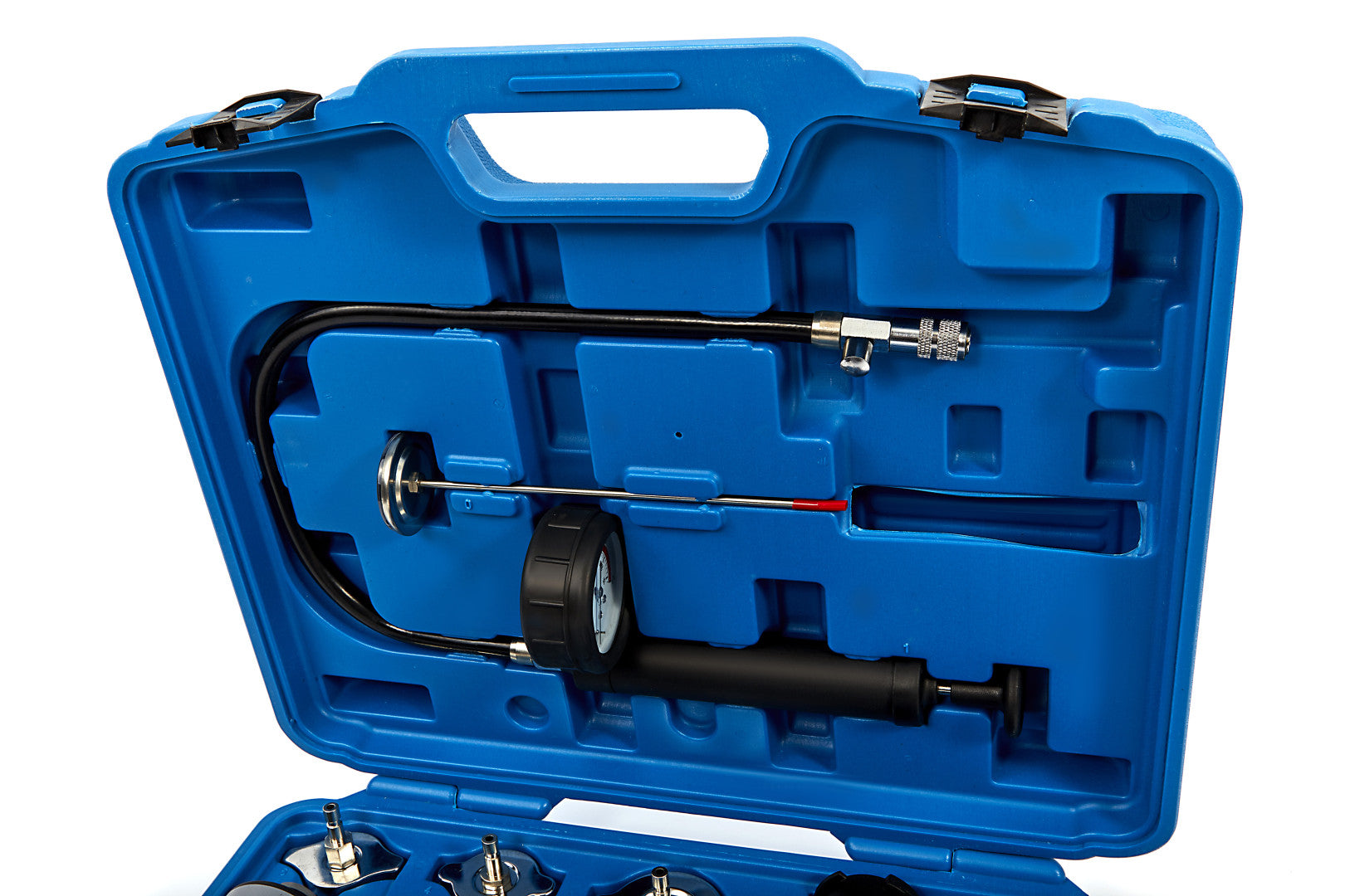 Universale radiatore pressione tester kit, set di tester per sistema di raffreddamento, strumento ad aria compressa per auto, test pressione sistemi di raffreddamento, blu, 18 pezzi