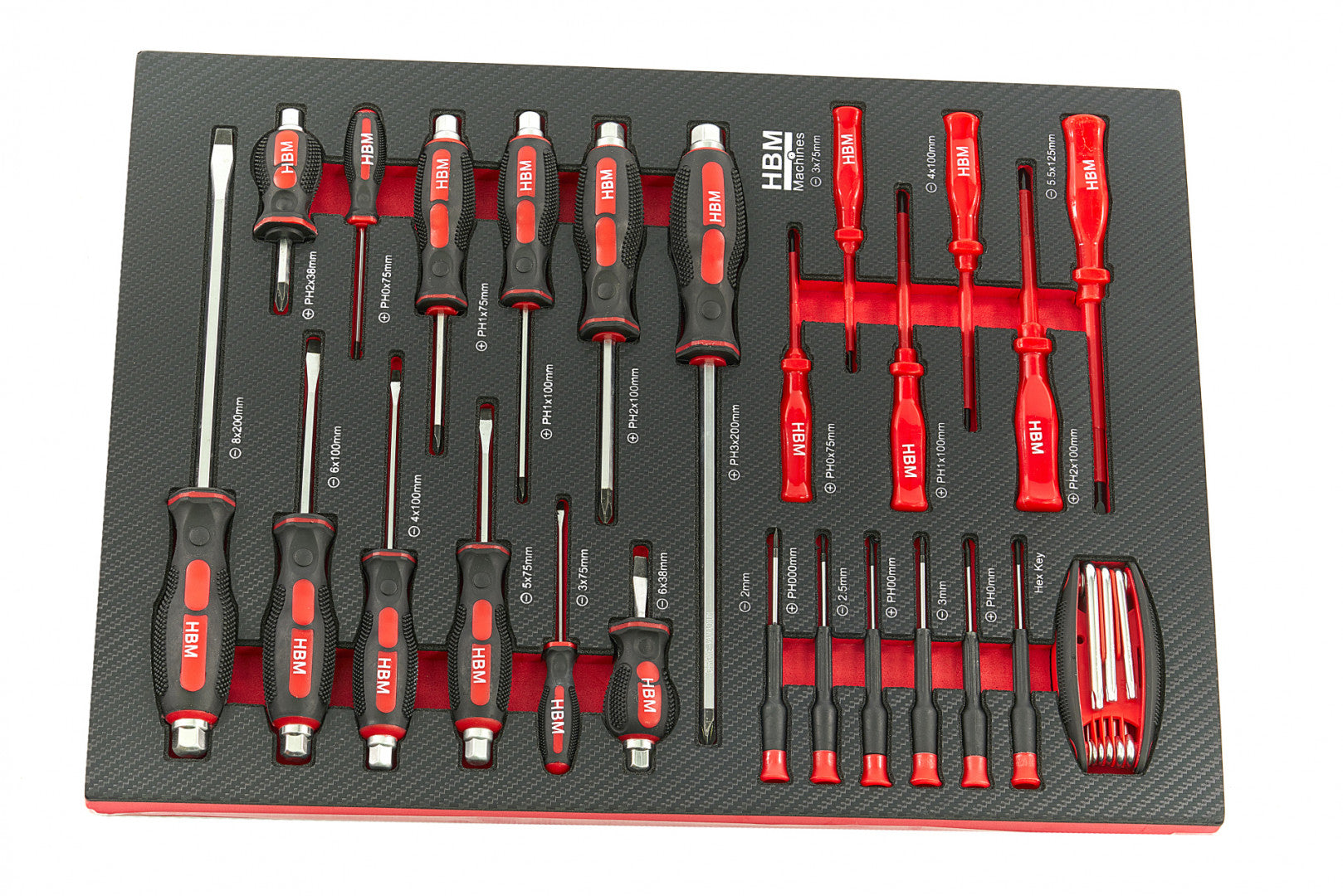Set di inserti per 4 cassetti con 154 utensili, – Hbm Machines Olanda – dimensioni 39 x 54,5 cm