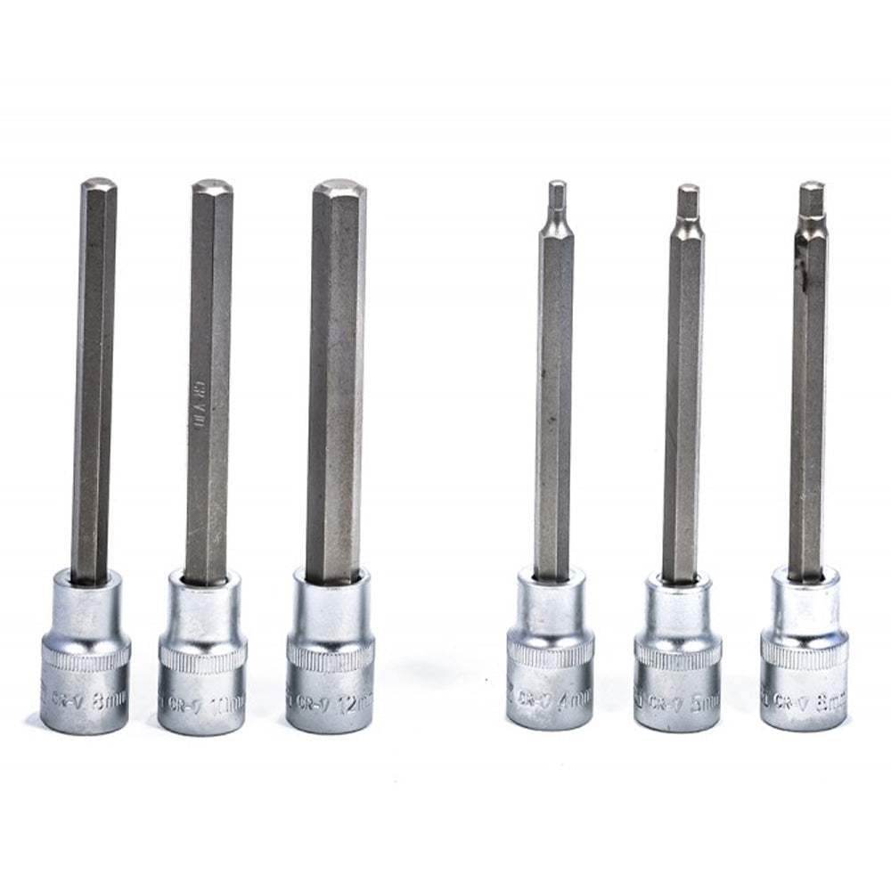 Set di bussole esagonali 1/2" e set di bit CR-V, lunghi e corti, H4-H12, 12 pezzi