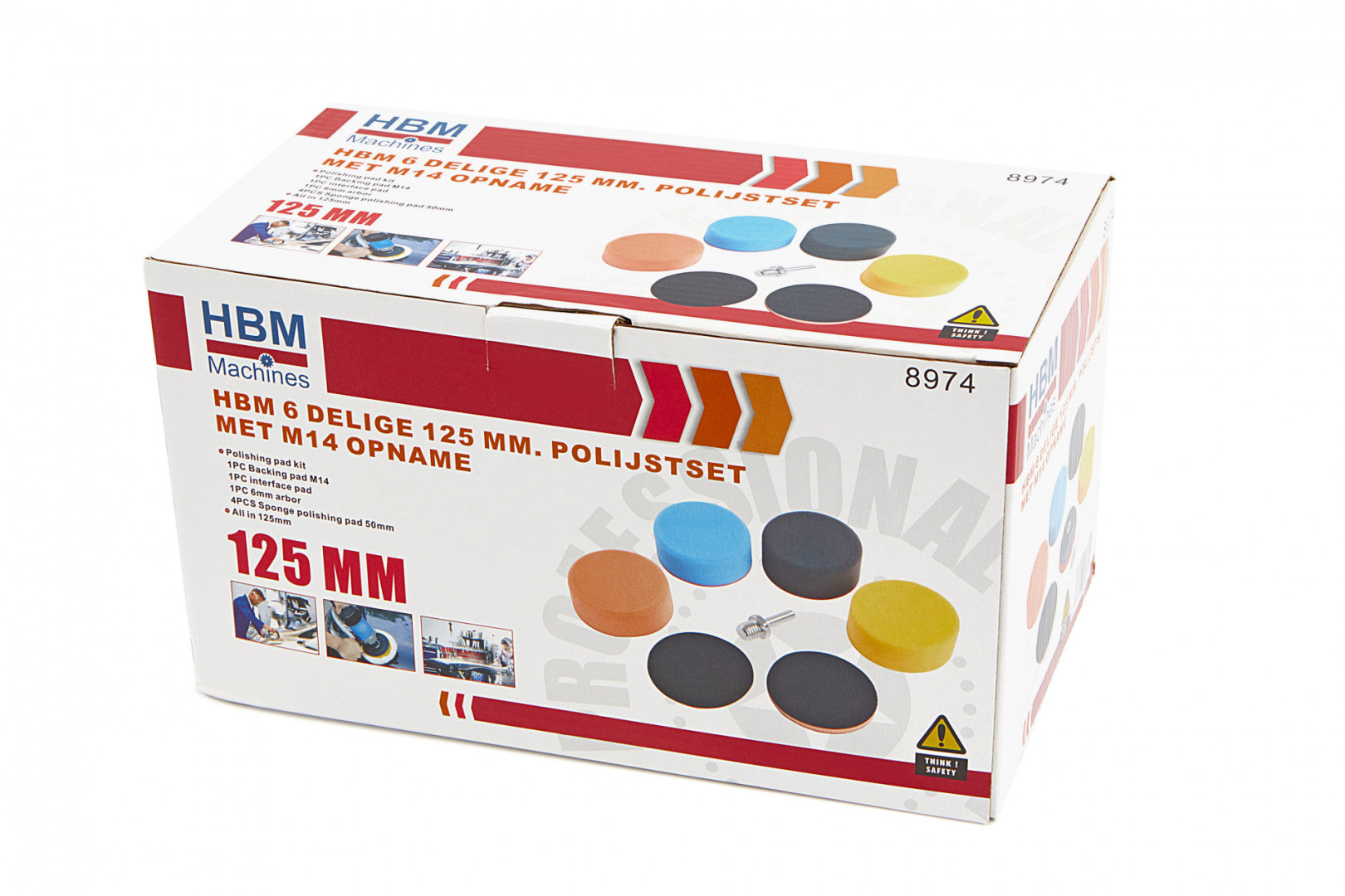 Set di 6 spugne per lucidatura in microfibra, Hbm, pad per cere, polish, detergenti e sigillante vernice, alternativa a lucidatrice, lucidatura, lucidatrice eccentrica, 180 mm M14 Hbm Machines Olanda