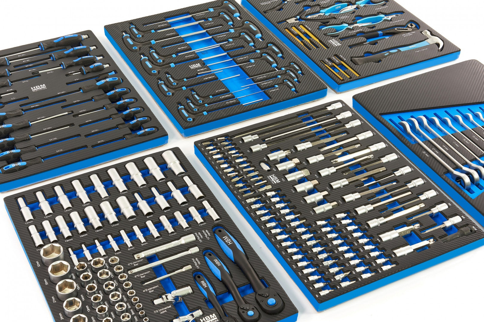 Carrello completo di attrezzi set 245 pezzi con 7 cassetti 6 scomparti e ruote da officina Carbon premium Olanda