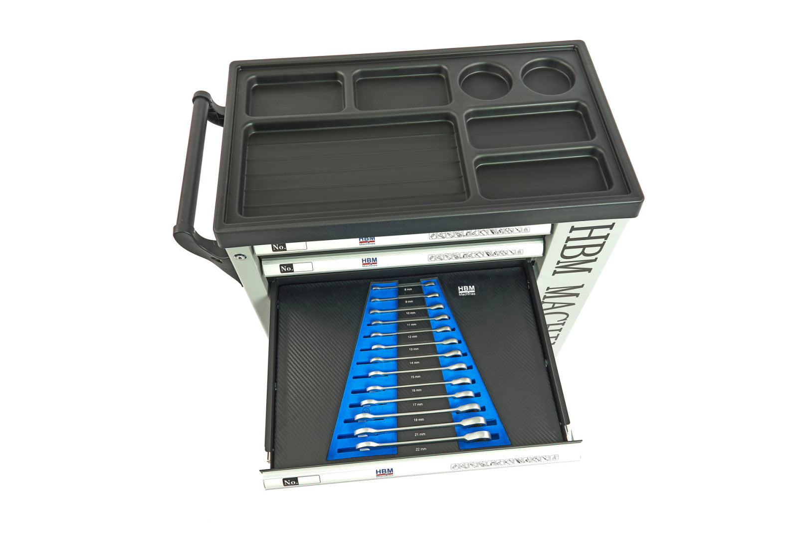 Carrello completo di attrezzi set 245 pezzi con 7 cassetti 6 scomparti e ruote da officina Carbon premium Olanda