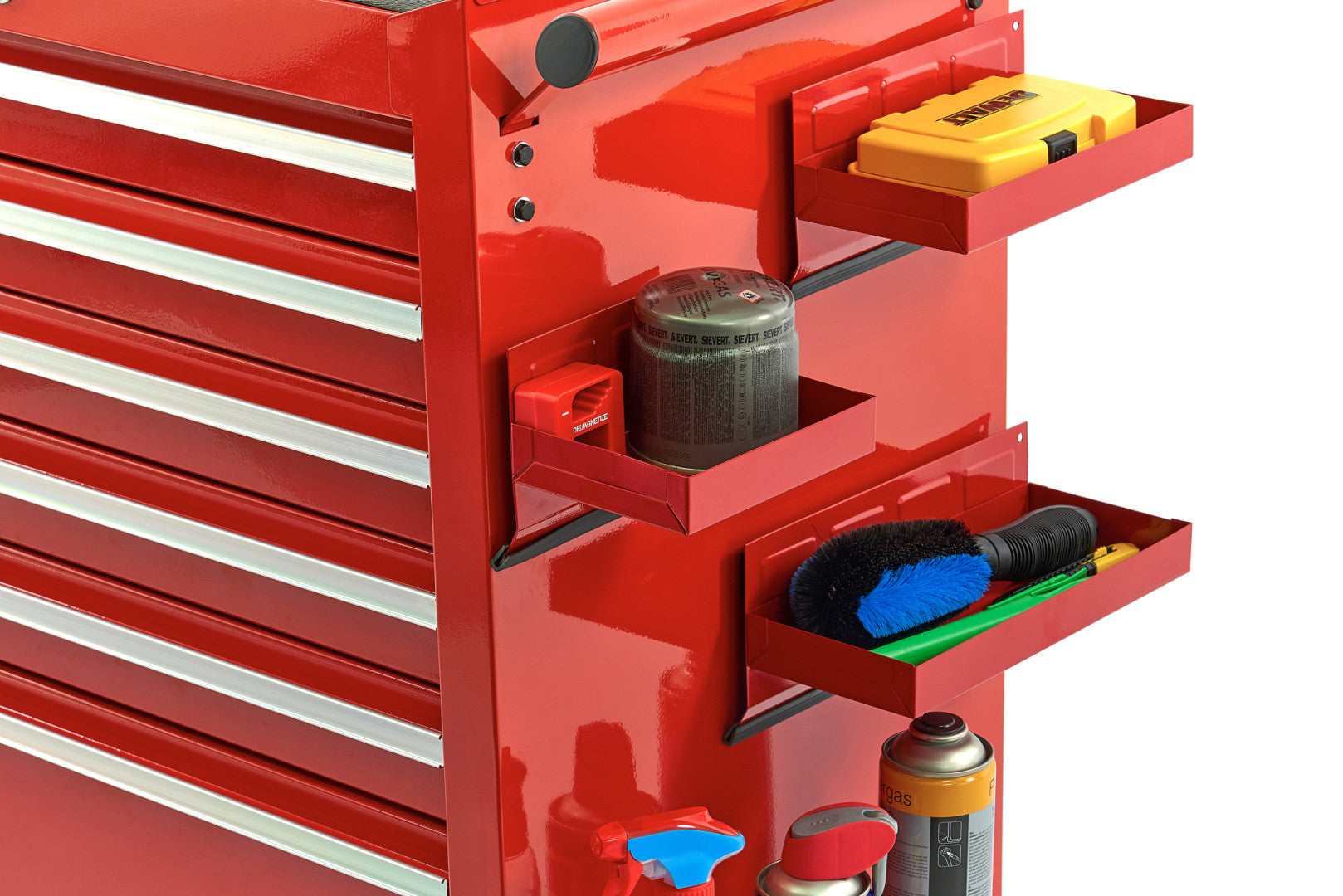Carrello portautensili con 4 cassetti, cassetti con cuscinetti magnetici; 4 ruote, carrello porta attrezzi, rosso