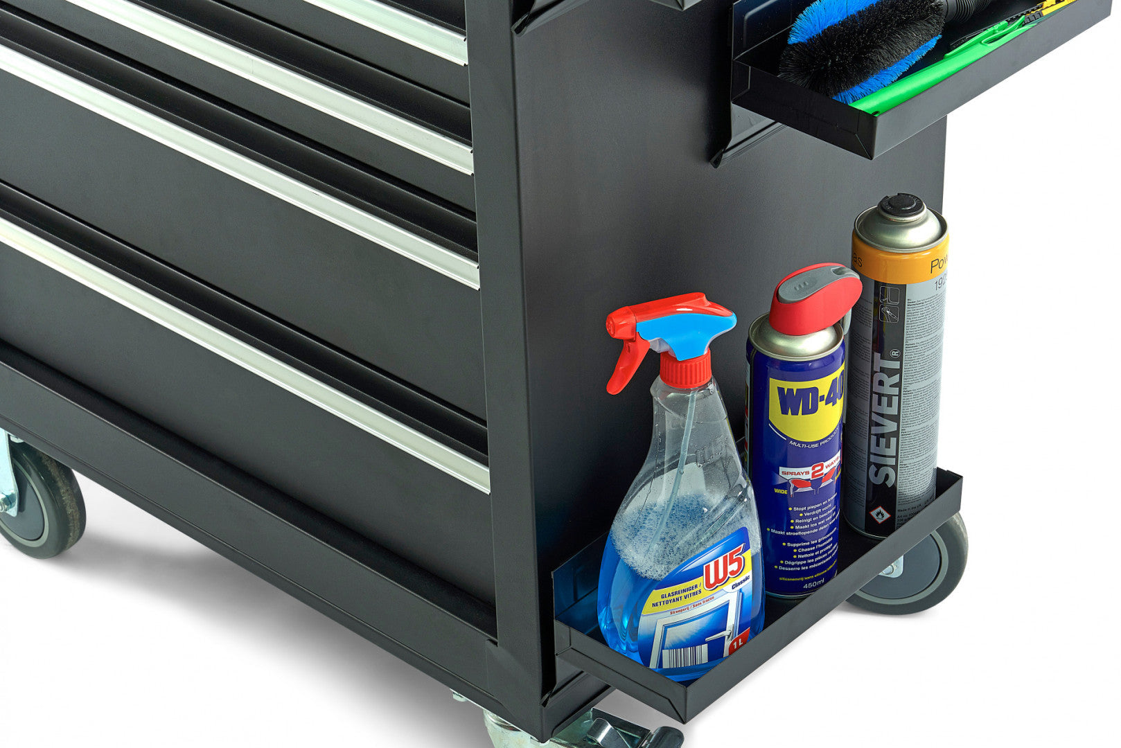 Porta attrezzi magnetico - portautensili - supporto per garage officina, 4 mensole magnetiche nere per armadio carrello portautensili HBM Olanda
