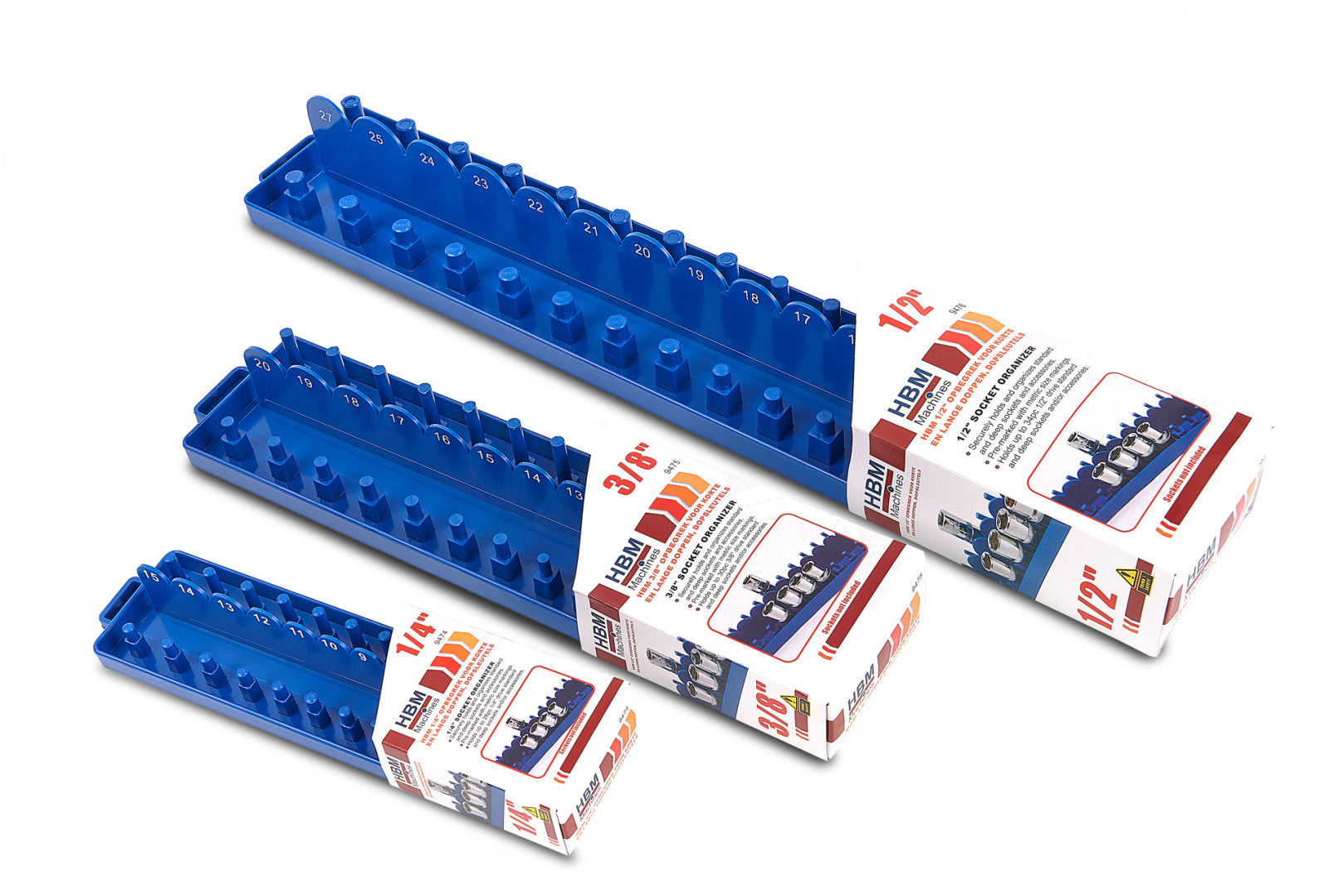Supporto porta per chiavi a bussola da 1/2", organizer per chiavi a bussola, supporto lungo in plastica per binario, per miglior organizer per attrezzi in garage, supporto presa salvaspazio organizer vassoio scaffale rack binario, Hbm Machines Olanda