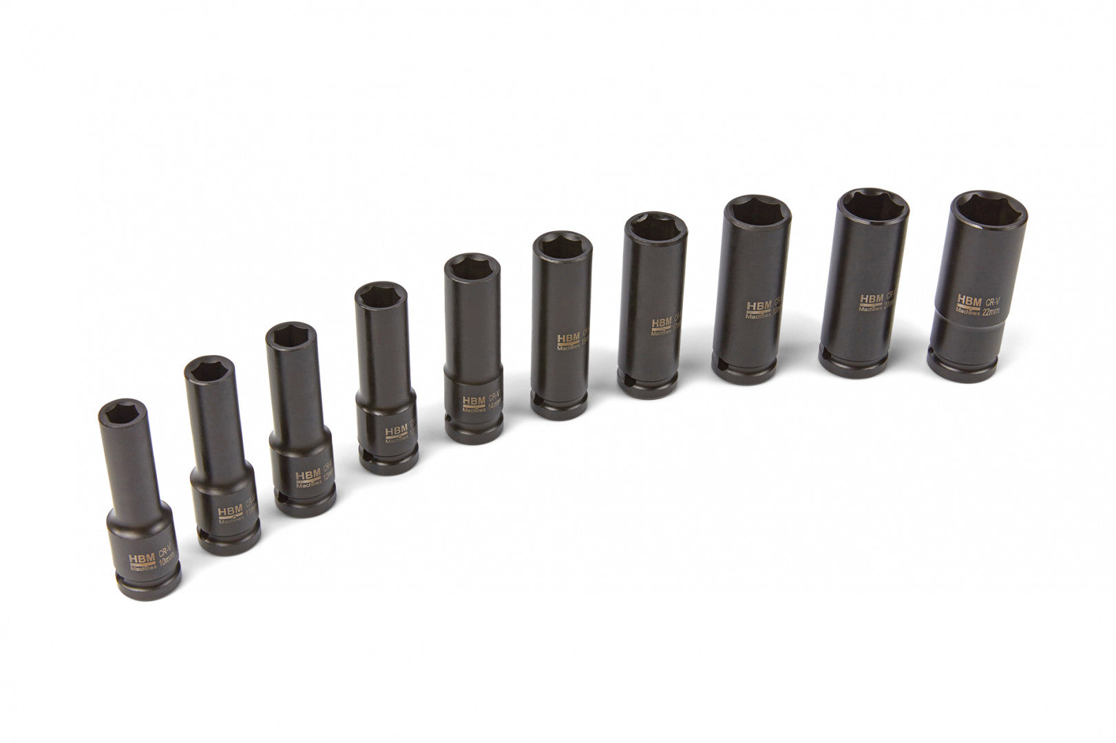 Set chiavi a bussola lunghe, 1/2", 10–22 mm 10 pezzi Hbm Machines Olanda