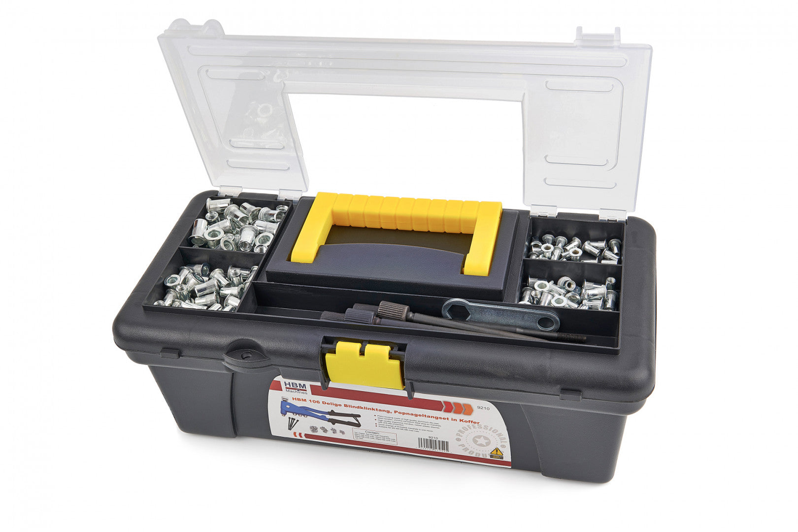 Rivettatrice a mano per inserti filettati M3-M6, rivettatrice manuale, set con 100 dadi per rivetti, Hbm Machines Olanda