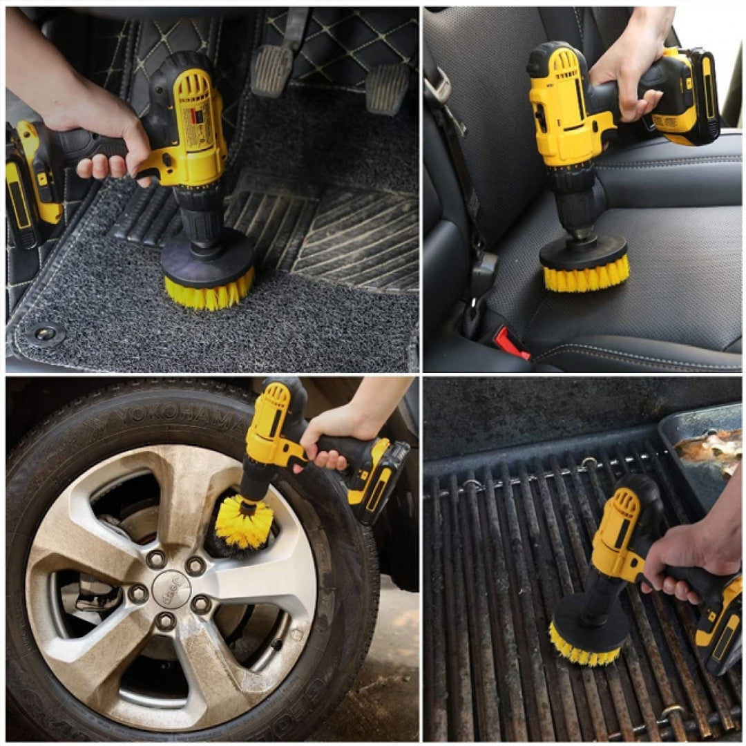 Set spazzole con adattatore per trapano elettrico, set di pulizia con setola rigide, 4 pezzi