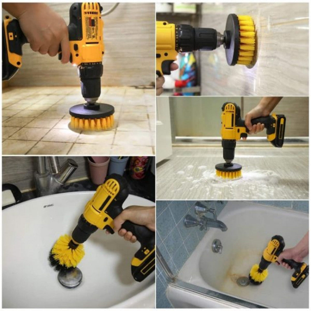 Set spazzole con adattatore per trapano elettrico, set di pulizia con setola rigide, 4 pezzi