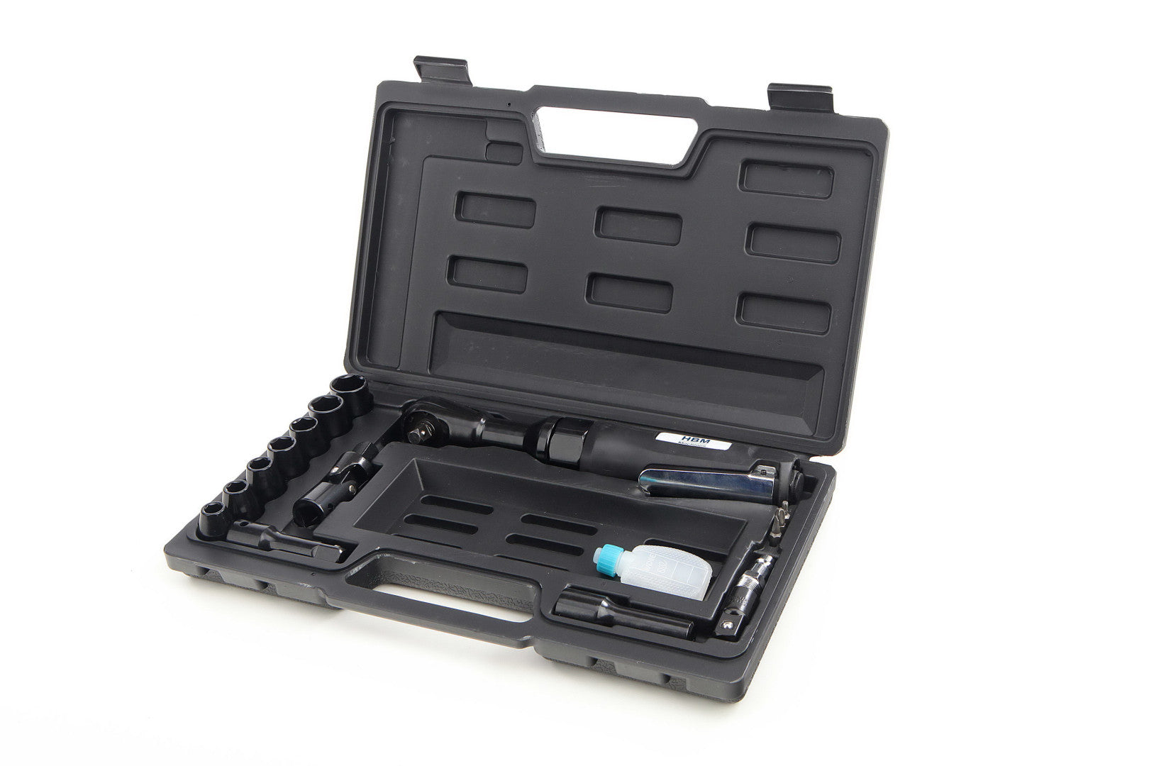 Kit chiave a cricchetto pneumatica, set cricchetto e bussole 17 pz 1/2" pollice, 9–19 mm HBM Machines