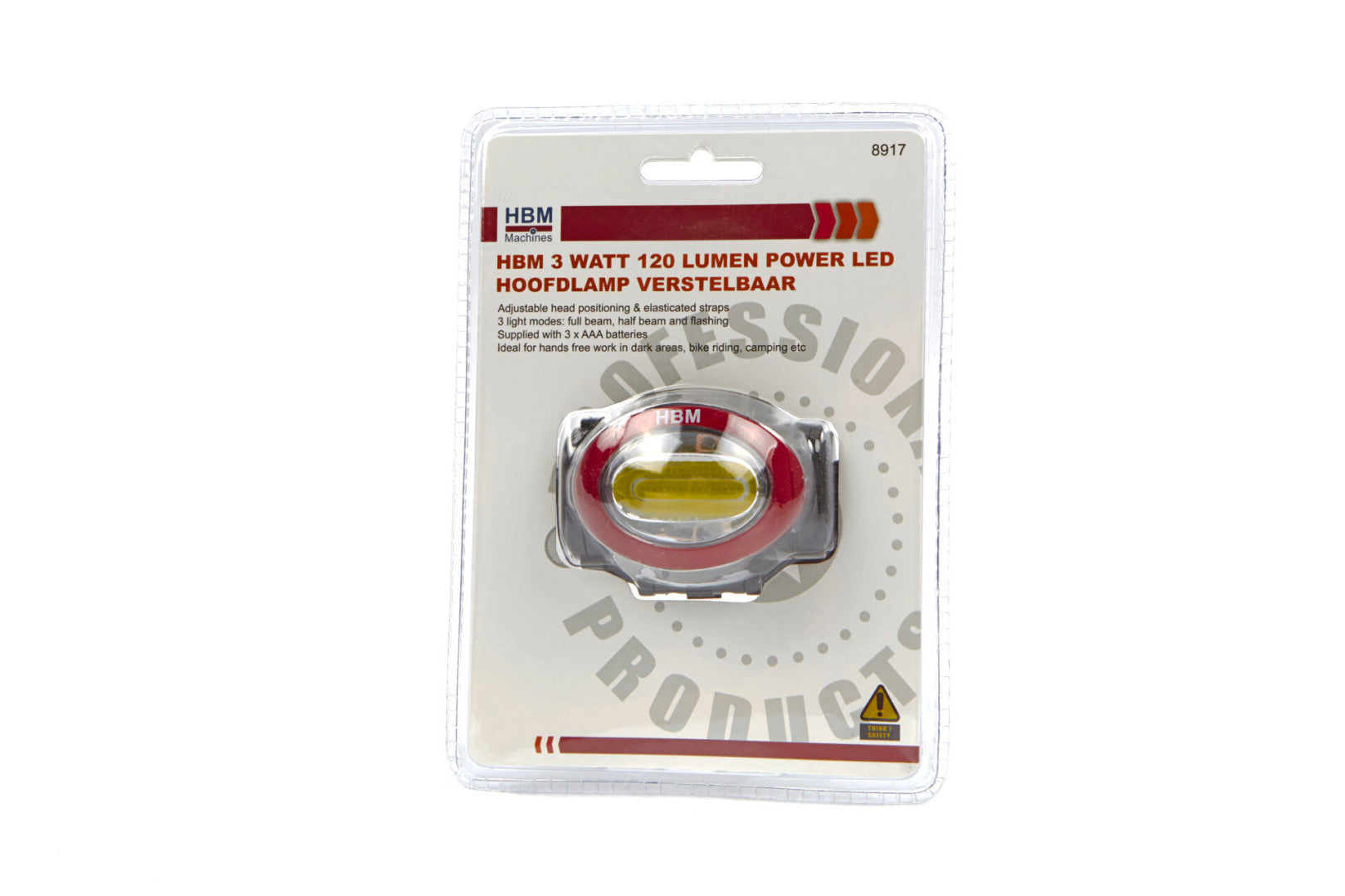 Torcia lampada frontale con batteria a LED 3w,120 lumen Hbm
