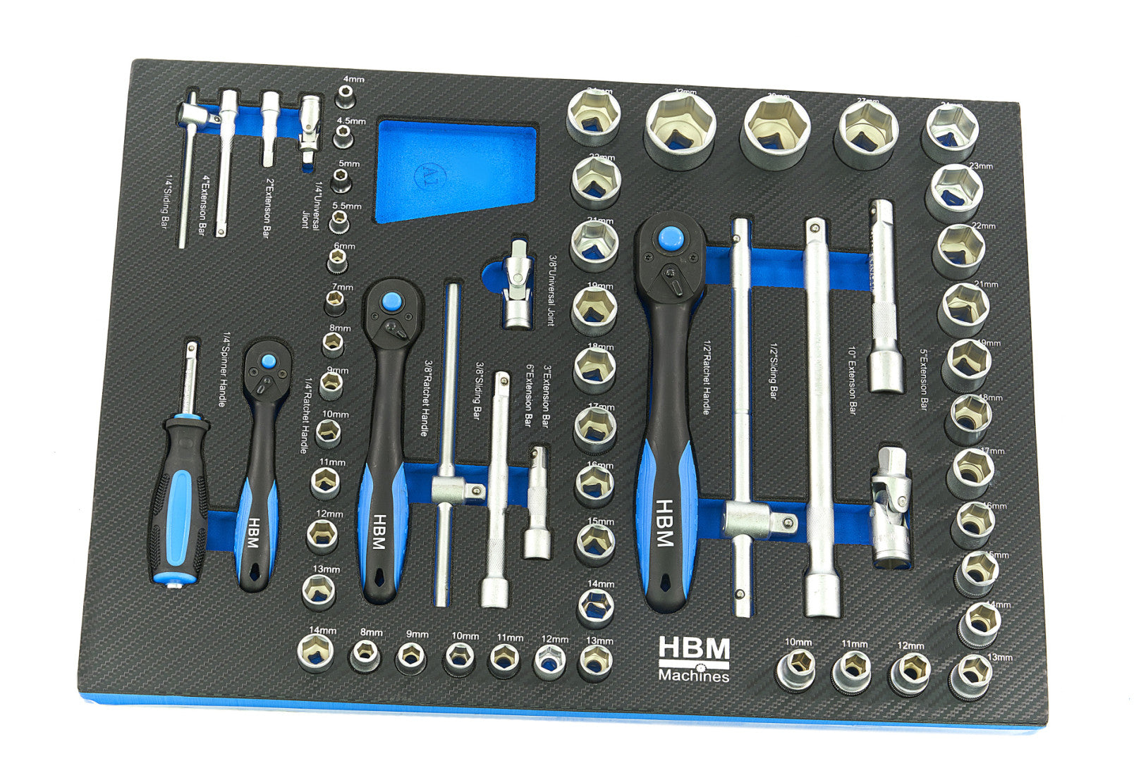 Set di inserti per 4 cassetti con 154 utensili di alta qualità, blu