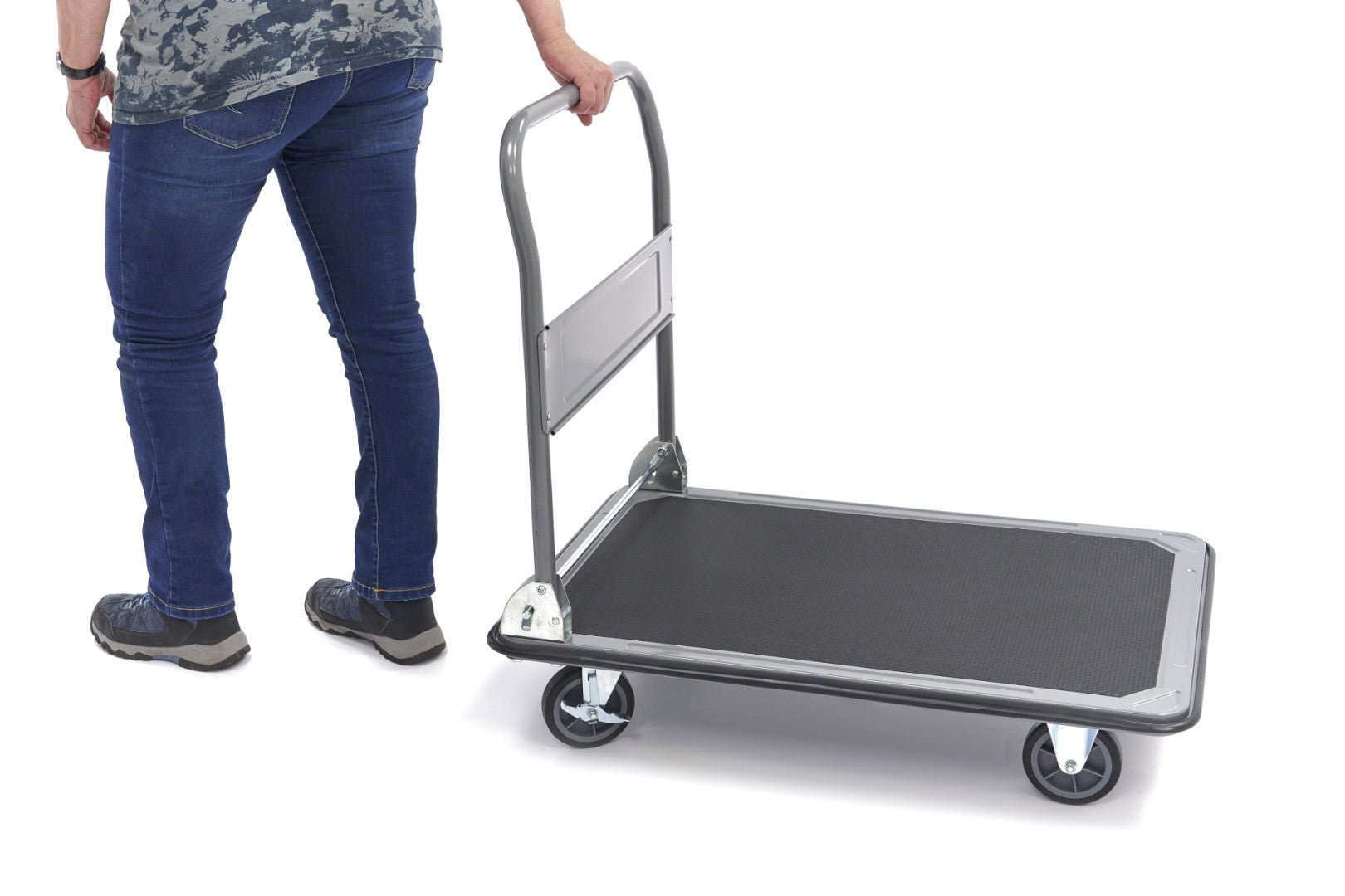 Piattaforma carrello pieghevole per carichi pesanti 350 kg a una mano, carrello con ruote freno