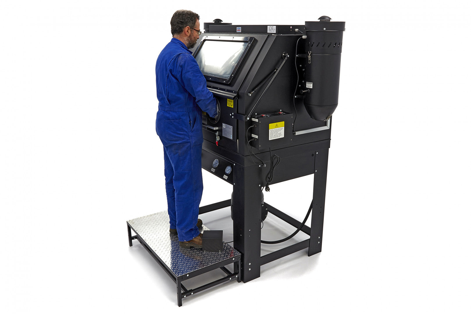 Cabina di sabbiatura/sabbiatrice a pressione professionale con doppio aspiratore, con 2 estrattori SBC 990 litri