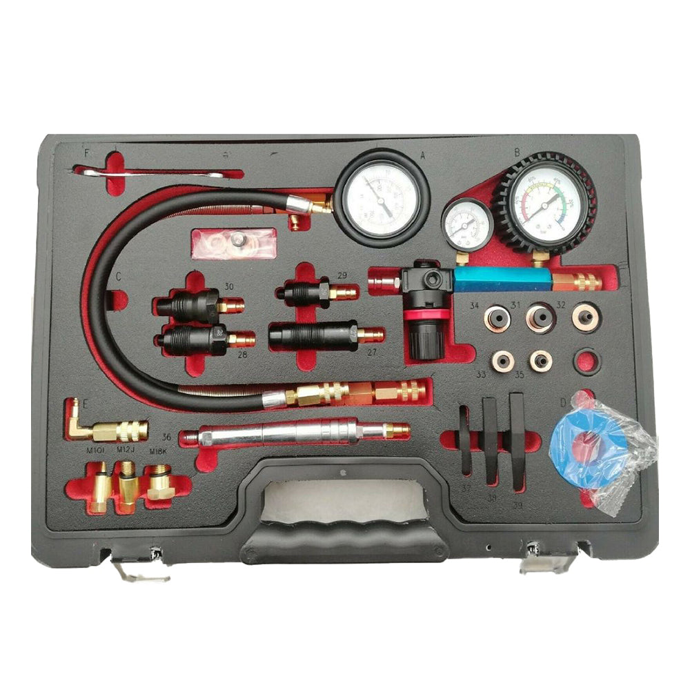 Compressione e perdita di kompressiontester set per benzina motore diesel, set di tester di compressione professionale per auto, tester di perdita di pressione per motori diesel e benzina con adattatore per auto, camion, moto