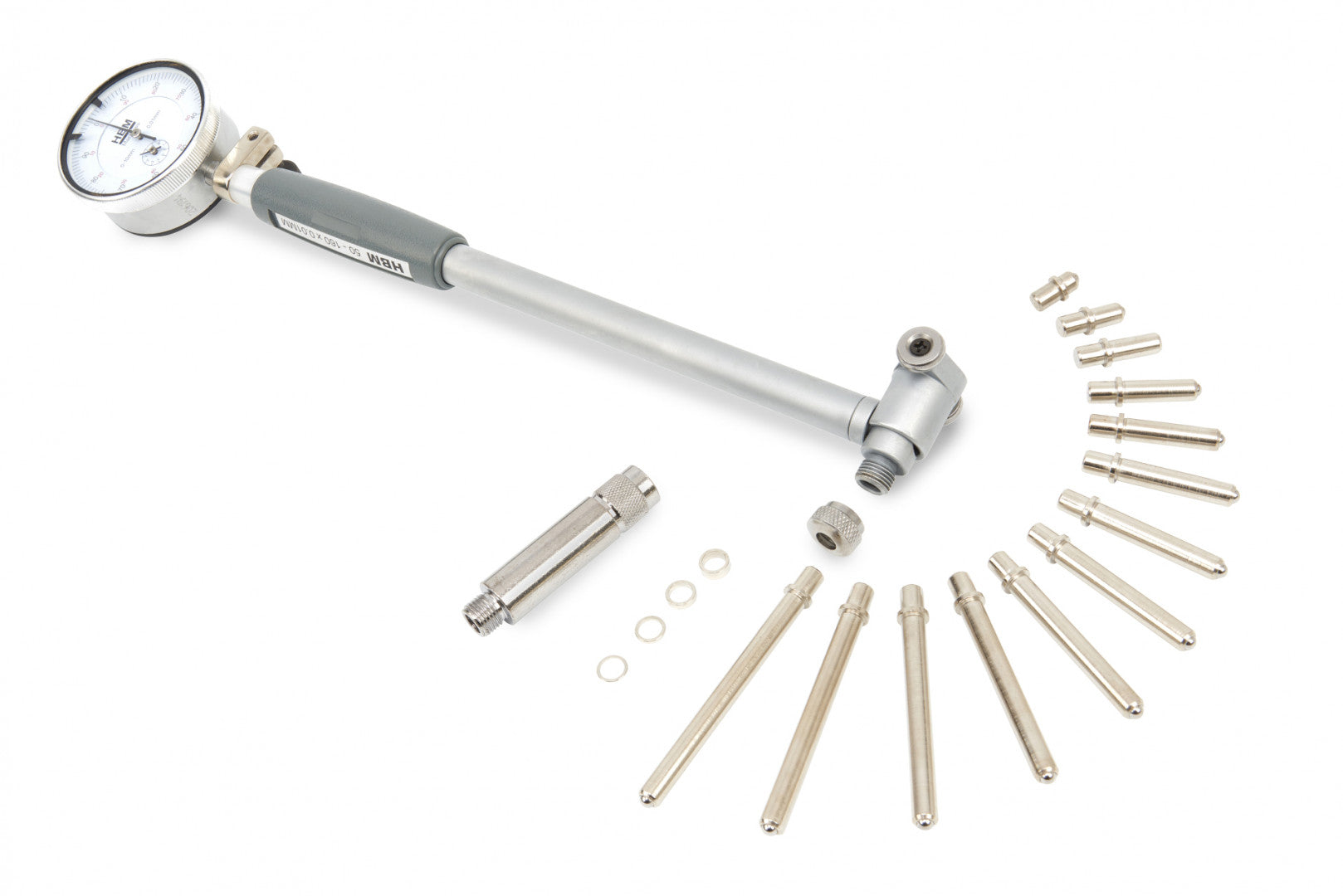 Alesametro con comparatore centesimale 50-160 mm indicatore del diametro interno, 12 testine intercambiabili e valigetta incluse, indicatore a quadrante per alesaggi