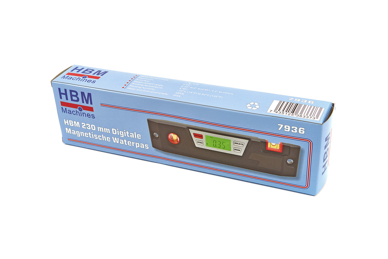 Livella a bolla magnetica, digitale professionale magnetica, lunghezza 230mm con schermo display LCD, livella a bolla portatile 0-180°, HBM Machines Olanda