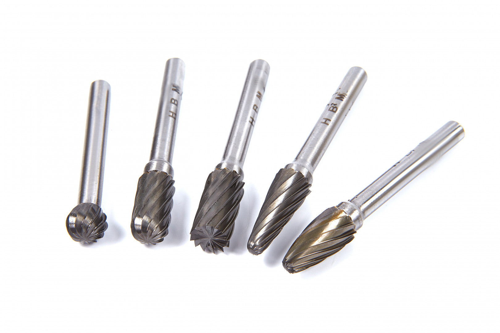 Frese su gambo in carburo di tungsteno, kit 5 frese rotanti, testa di affilatura per intaglio su legno, lucidatura metalli, incisione, foratura, Hbm