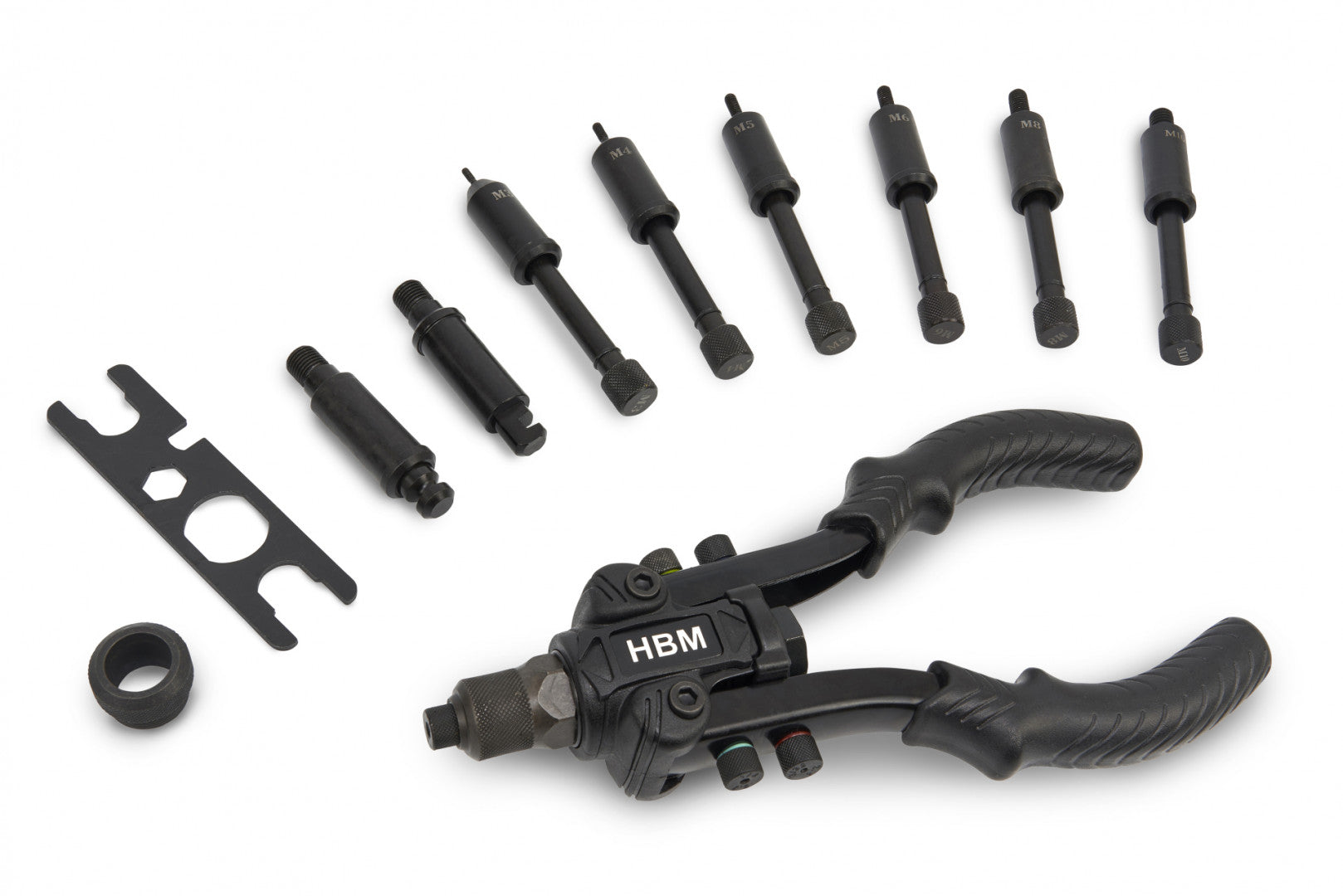 Pinza professionale per rivettatura rivetti a strappo e inserti filettati Hbm