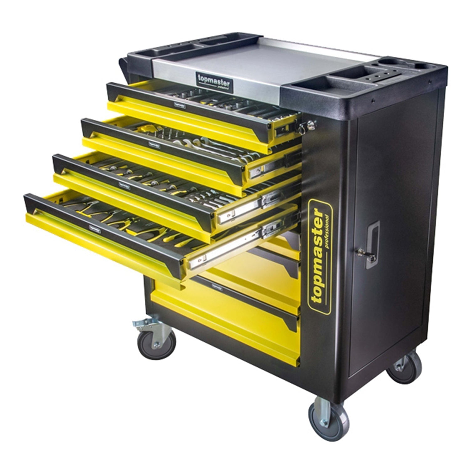 Carrello completo di attrezzi set 182 pezzi con 7 cassetti 4 scomparti e ruote da officina Carbon premium Olanda