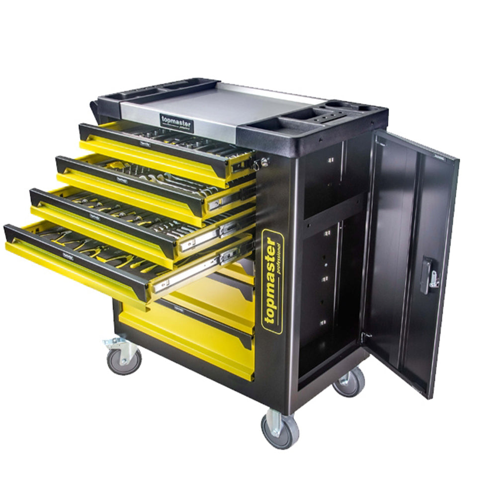 Carrello completo di attrezzi set 182 pezzi con 7 cassetti 4 scomparti e ruote da officina Carbon premium Olanda
