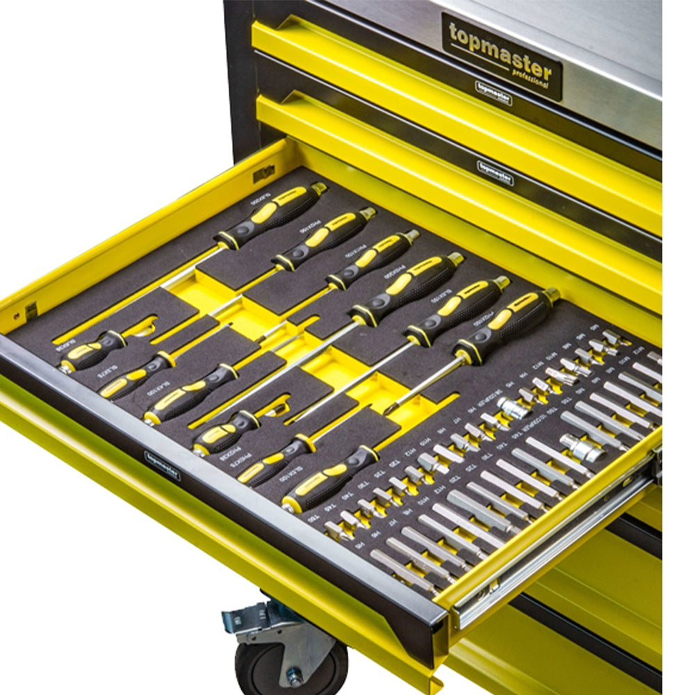 Carrello completo di attrezzi set 182 pezzi con 7 cassetti 4 scomparti e ruote da officina Carbon premium Olanda