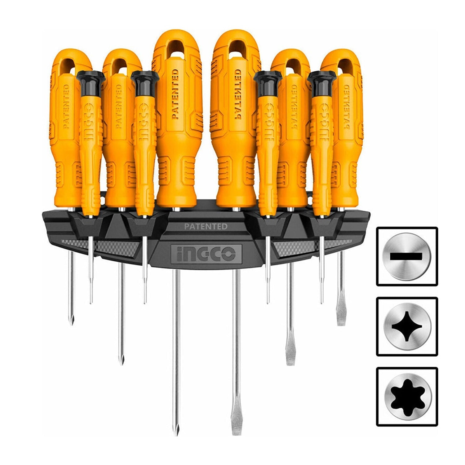 Set giraviti, set di cacciaviti, con supporto 10 pezzi Ingco