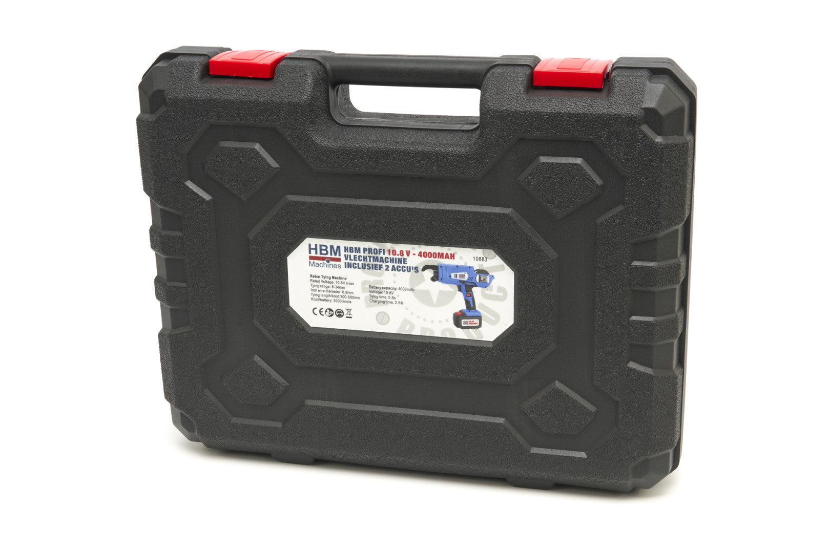 Legatrice tondino ferro automatica professionale, strumento di legatura a batteria per tondini, con 2 batterie 10,8 V 4,0 Ah e caricatore, per barre d'acciaio da 8 ~ 34 mm, Hbm