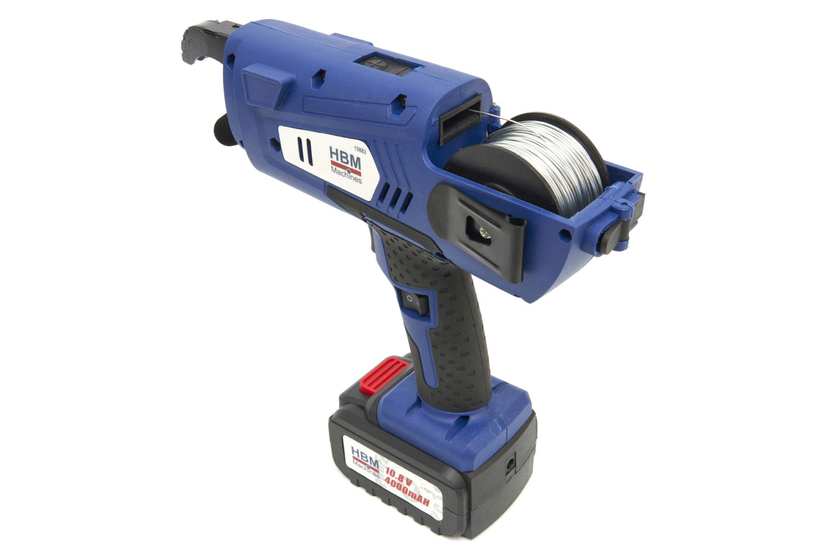 Legatrice tondino ferro automatica professionale, strumento di legatura a batteria per tondini, con 2 batterie 10,8 V 4,0 Ah e caricatore, per barre d'acciaio da 8 ~ 34 mm, Hbm