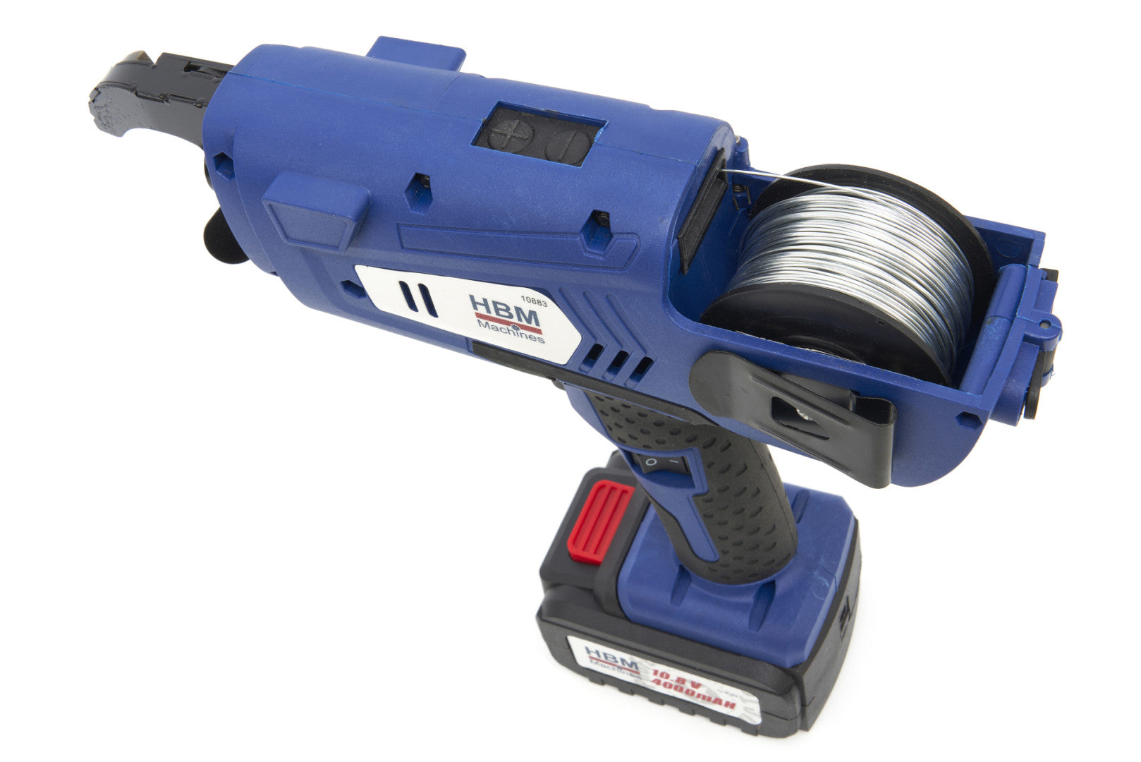 Legatrice tondino ferro automatica professionale, strumento di legatura a batteria per tondini, con 2 batterie 10,8 V 4,0 Ah e caricatore, per barre d'acciaio da 8 ~ 34 mm, Hbm