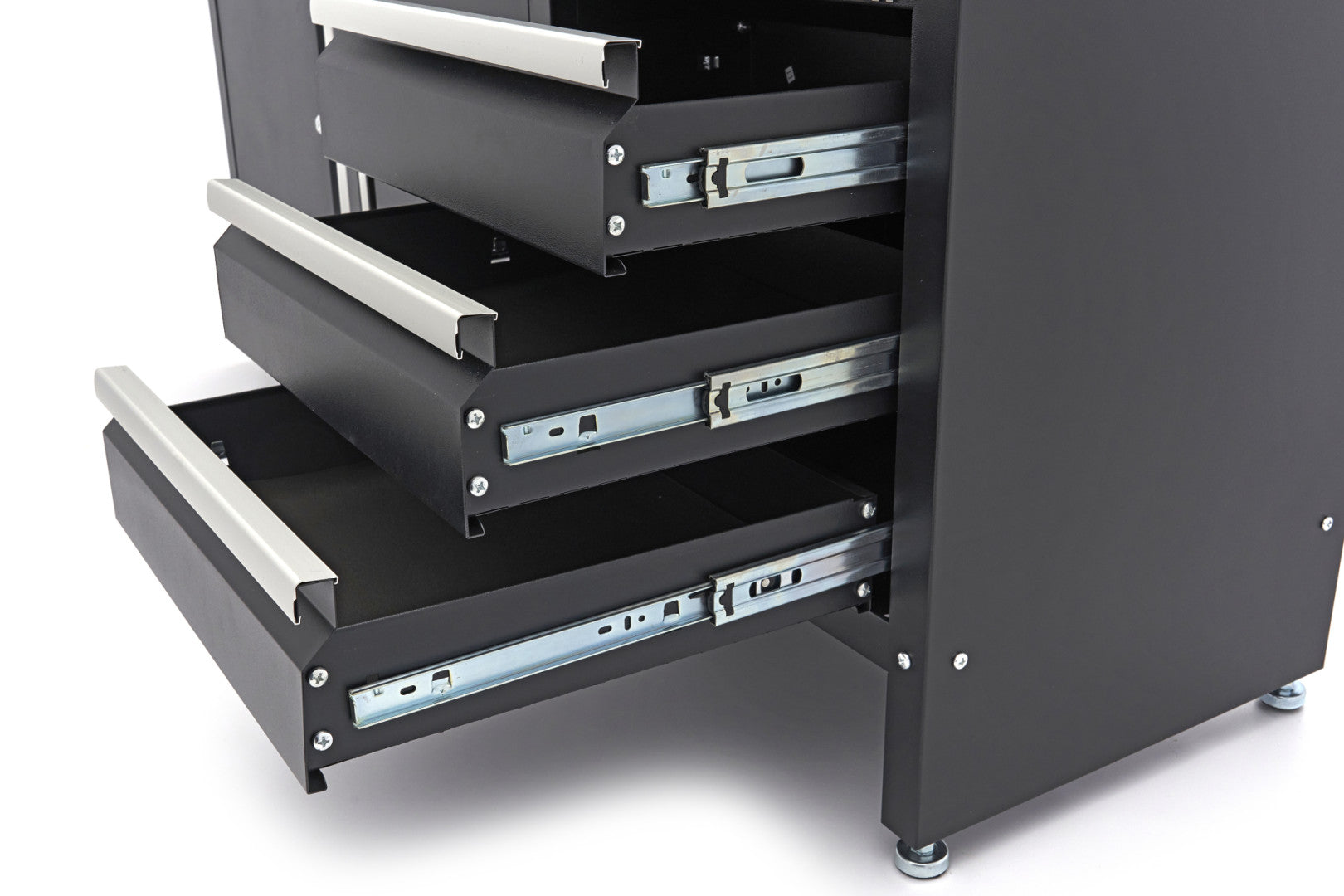 Carrello portautensili metallico professionale officina con 6 cassetti 2 ante e ruote-mobile 171 cm con piano di lavoro in legno massiccio HBM Machines Olanda