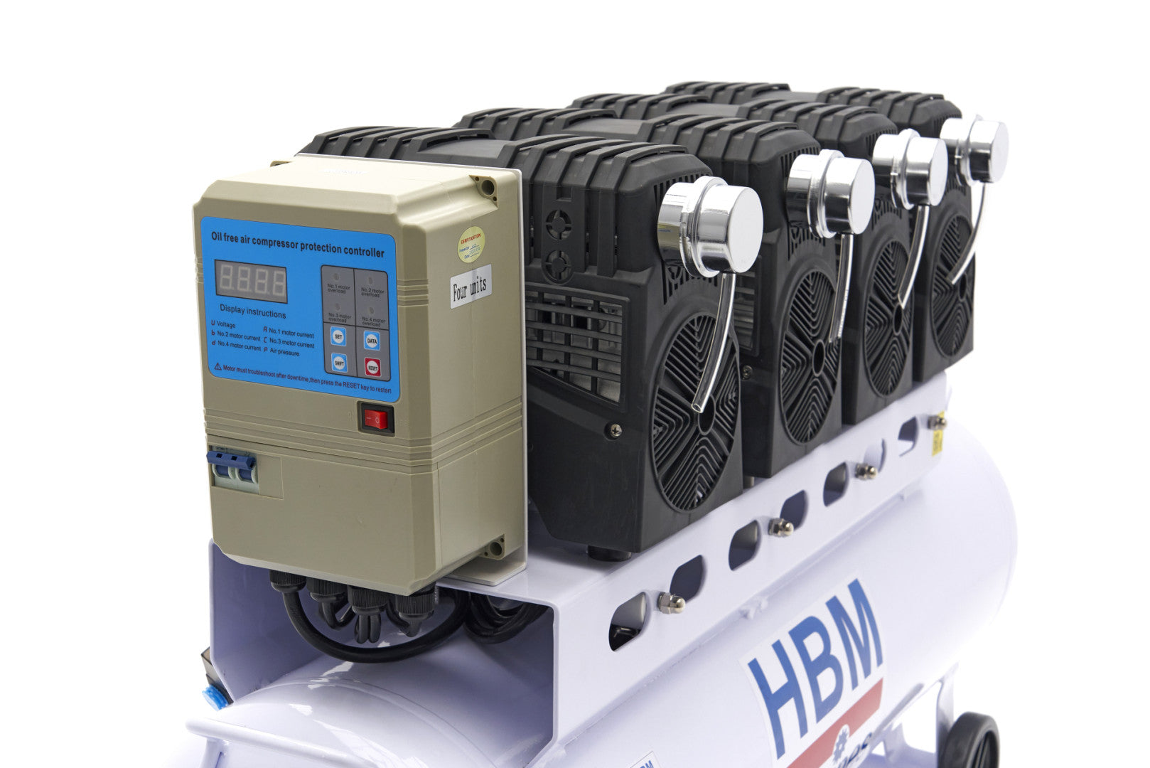 Compressore aria silenziato - con capacità del serbatoio di 120 litri - senza olio, oil free - per utensili pneumatici, 10 bar HBM Machines Olanda