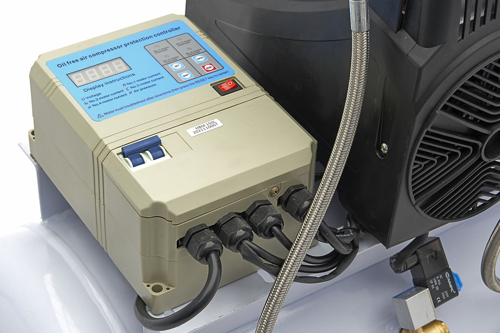 Compressore aria silenziato - con capacità del serbatoio di 150 litri - senza olio, oil free - per utensili pneumatici, 10 bar HBM Machines Olanda