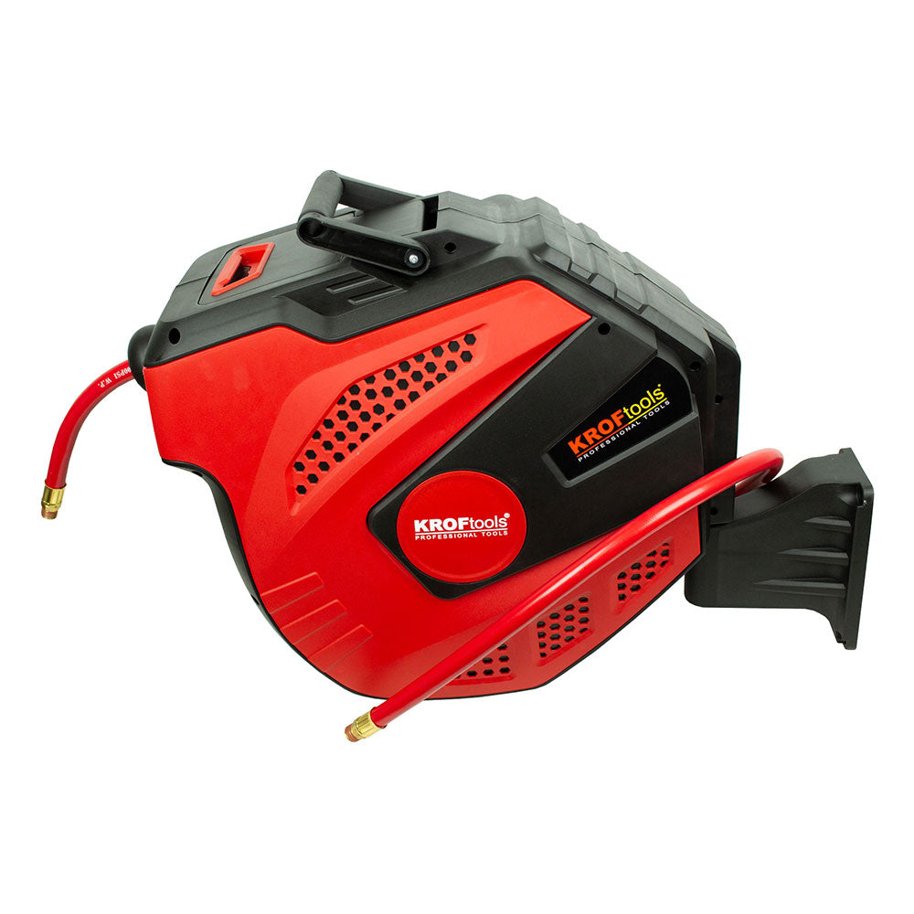 Avvolgitubo per aria compressa con tubo 12 m diametro 12,5–18,8 mm Kroftools fissaggio a parete muro