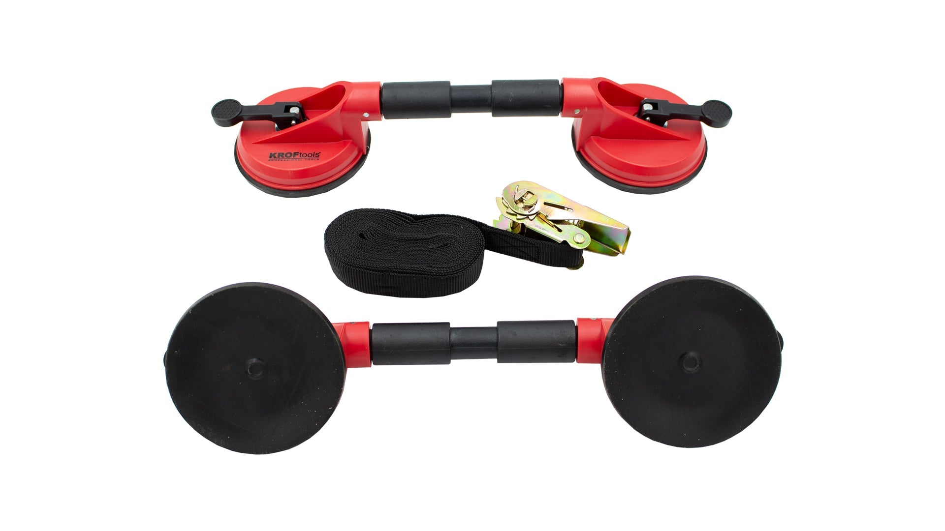 Kit ventosa + cinghia per la sostituzione del parabrezza, set coppia doppia ventosa per sollevare parabrezza carrozzeria, Kroftools