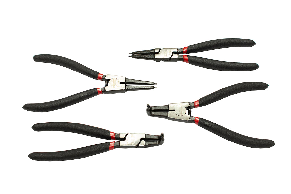 Set da 4 pinze per anelli elastici Seeger dritte angolo interni ed esterni, set di pinze per anelli di sicurezza, pinza per Seeger, punte dritte e curve per bloccaggio interno ed esterno, 175 mm Kroftools