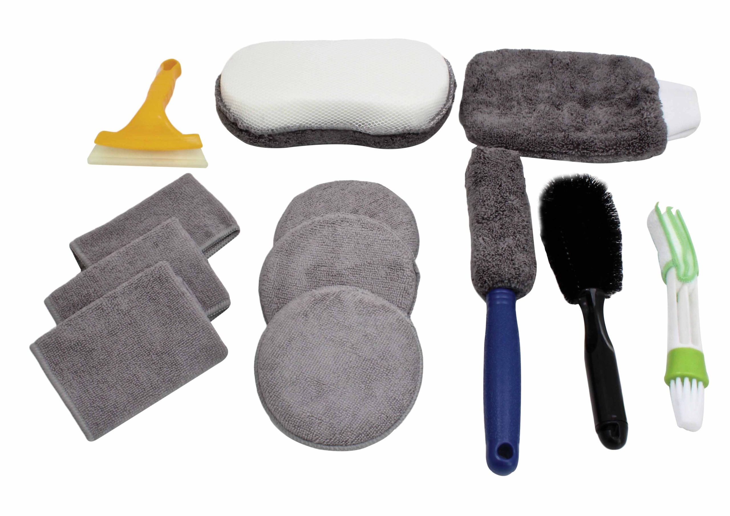 Spazzola di pulizia auto interno esterno, spazzola per dettagli, detailing brush set, per cerchi, interni auto, motore, scarico, sedili, 12 pezzi