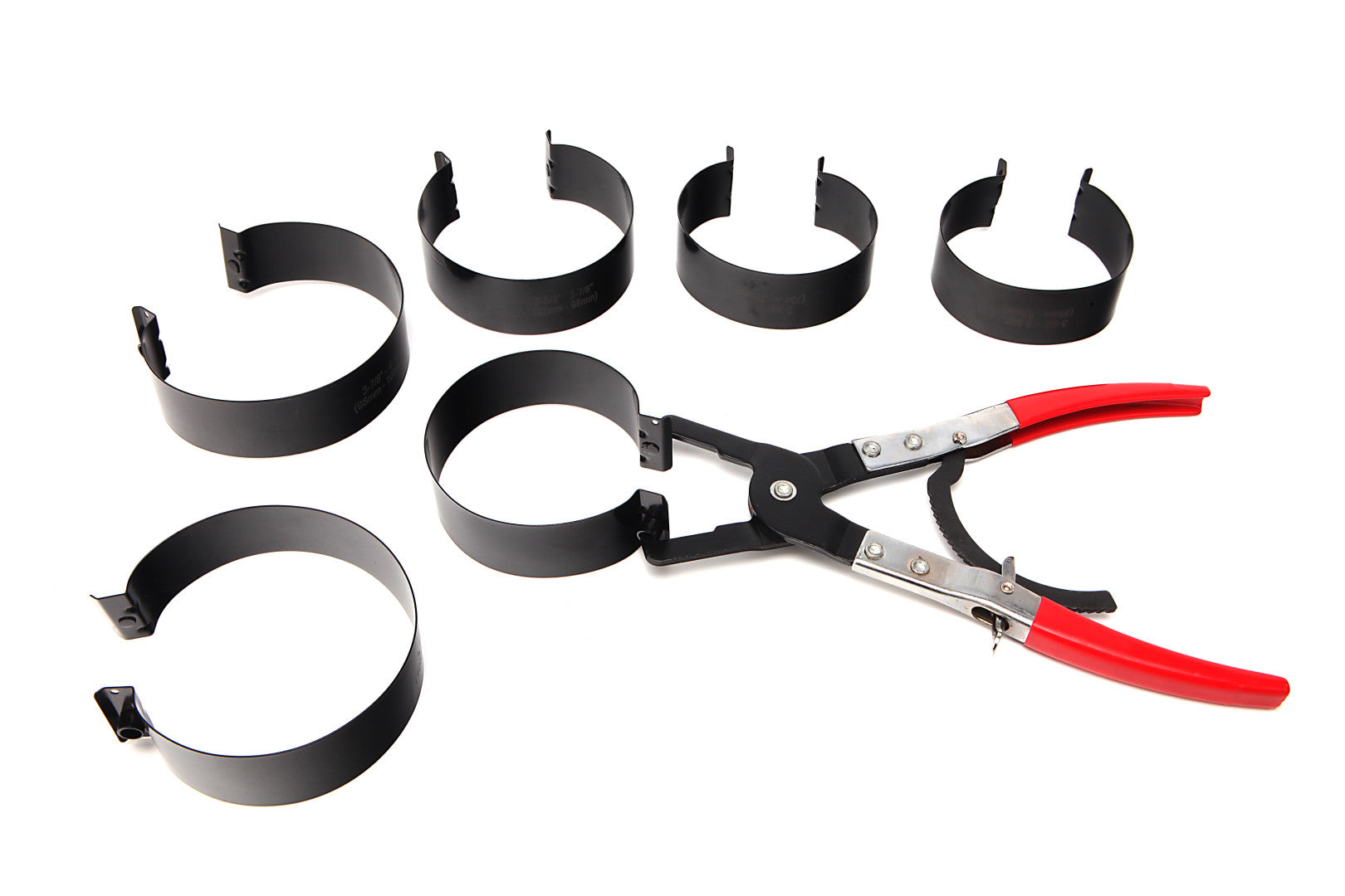 Set fasce elastiche di compressione con pinza per anello pistone 73-111 mm, set fasce elastiche di compressione con pinza per anello pistone