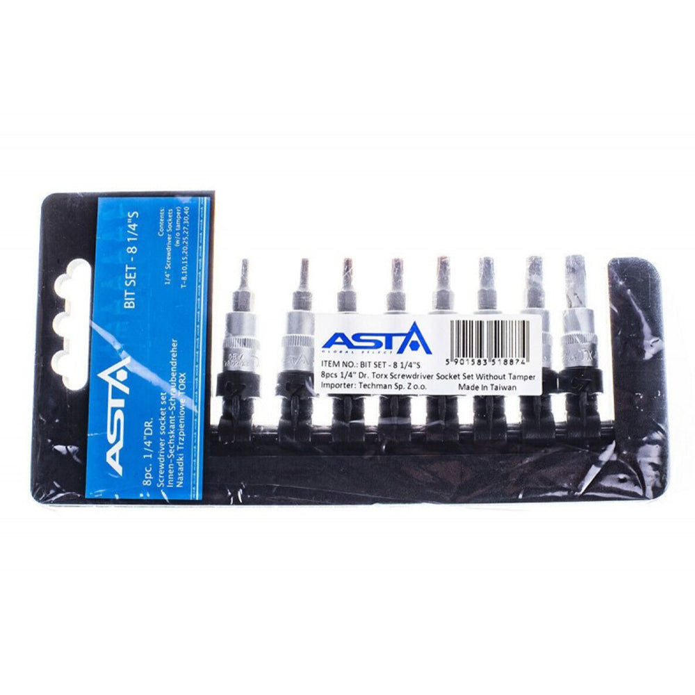 Chiavi Torx 1/4" per avvitatore a batteria, chiavi a bussola, chiave dinamometrica, inserti per avvitatore e chiavi a cricchetto, T8-T40 8 pezzi