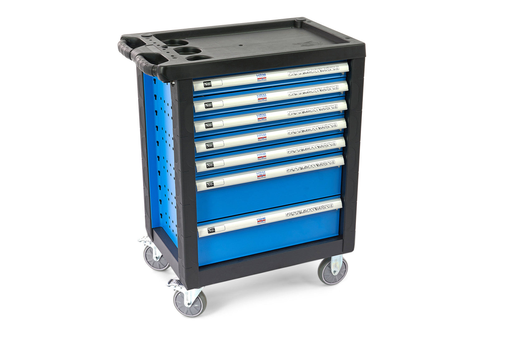 Carrello completo di attrezzi set 196 pezzi con 7 cassetti 5 scomparti e ruote da officina Carbon premium Olanda