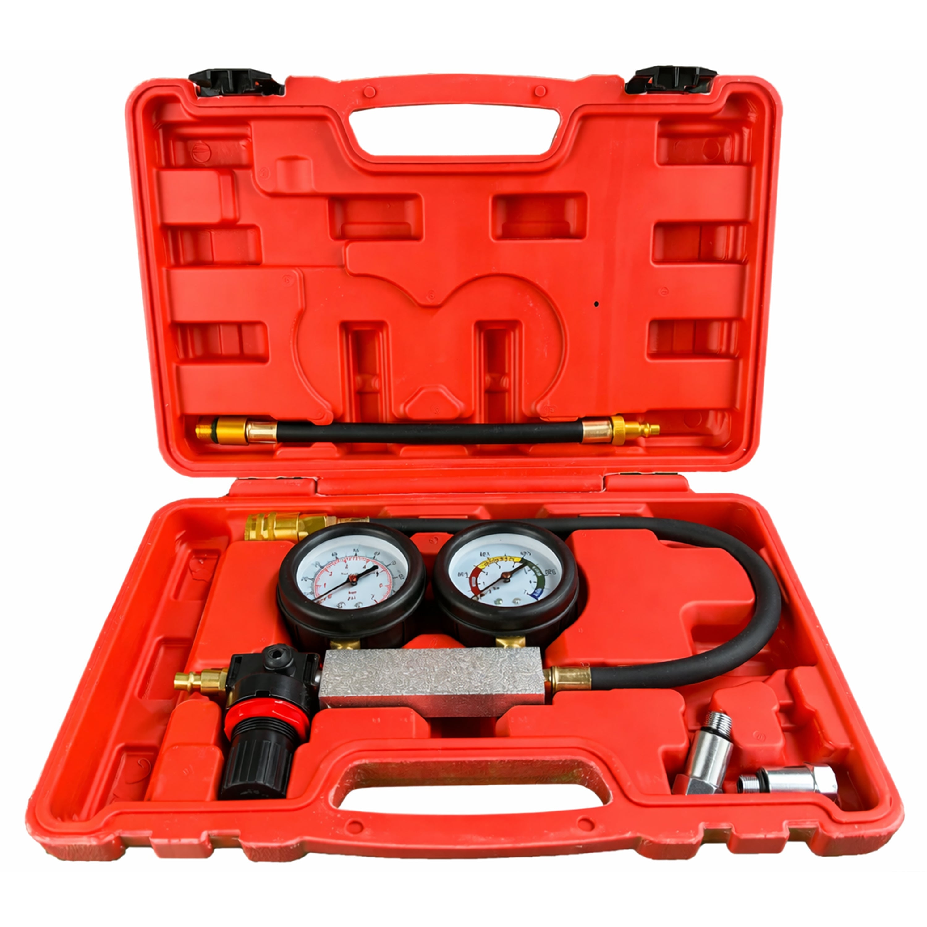 Kit test di perdite nei cilindri, include tester di compressione del motore con doppio manometro per controllo pressione e tasso di perdita,Gebo Tools