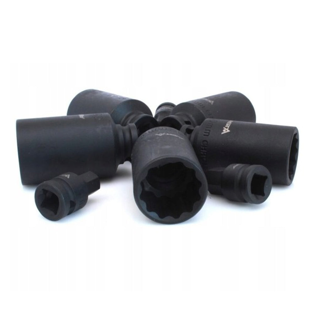 Set di chiavi e bussole a impatto 1/2" esagonali, per ingranaggio planetario motore, 8 pezzi 30–36 mm