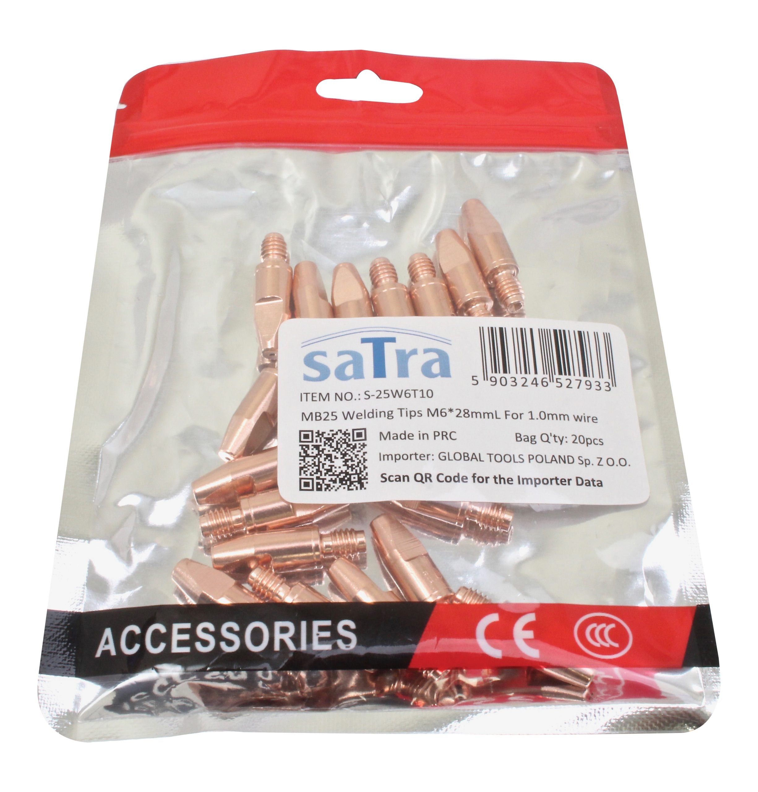 Kit di 20 pezzi per ugelli saldatore MIG con punte di contatto, set di punte di contatto per ugelli per saldatura MIG/MAG, M6 x 28 mm, MB25/MB24/MB36