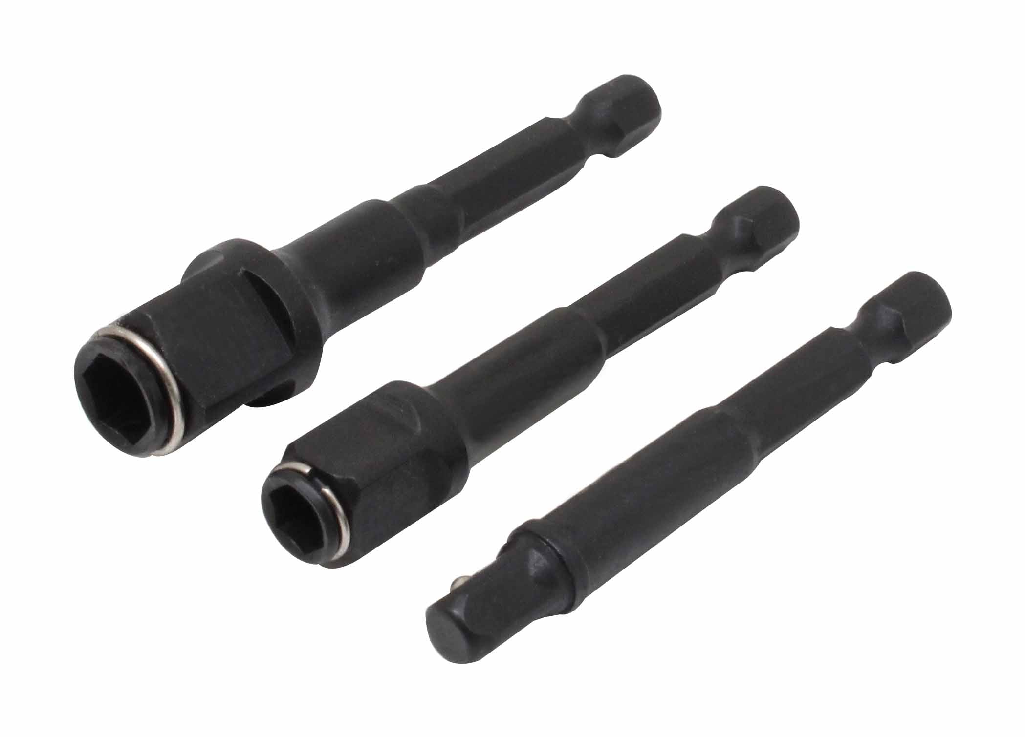 Adattatore per chiave a bussola punta da trapano, adattatori professionali 1/4'', 3/8'', 1/2'' per avvitatori ad impulsi, set 3 adattatori per bussole a percussione, set di chiavi a cricchetto