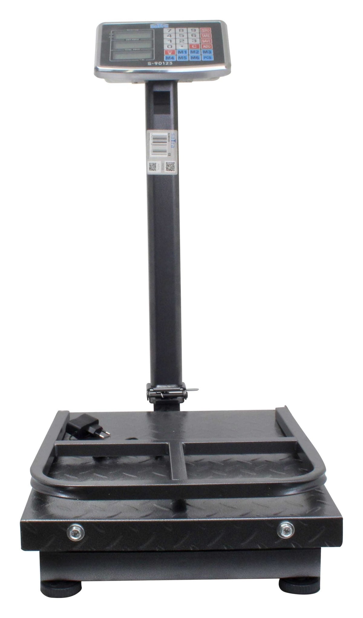 Bilancia digitale professionale 300 kg, elettronica a piattaforma con display LCD e tastiera, ampia pedana, per magazzino, deposito, negozio e pacchi 40x50cm Satra