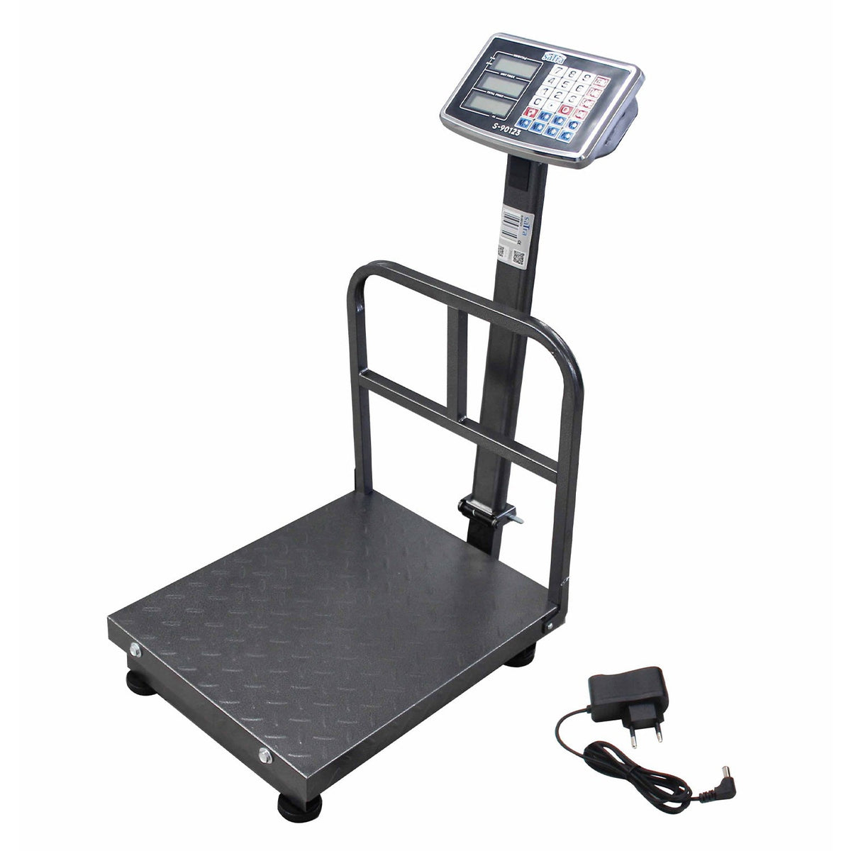 Bilancia digitale professionale 300 kg, elettronica a piattaforma con display LCD e tastiera, ampia pedana, per magazzino, deposito, negozio e pacchi 40x50cm Satra